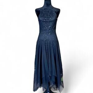 Y2K Black Beaded Tulle Handkerchief Hem Dress – Whimsygoth Fairy S